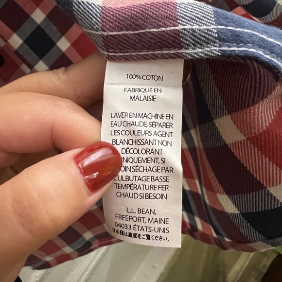 L.L. Bean Slightly Fitted Scotch Plaid Red and Blue Flannel - Picture 4 of 4